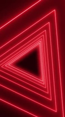 Koyu arkaplanda neon kırmızılı birçok üçgenin dikey video animasyonu. - Soyut arkaplan - Kusursuz döngü