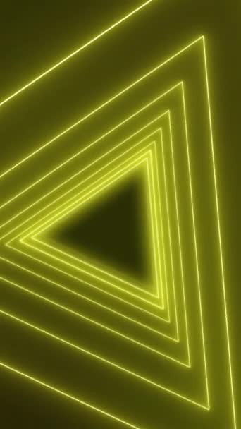 Animação Vídeo Vertical Muitos Triângulos Amarelo Néon Sobre Fundo Escuro — Vídeo de Stock