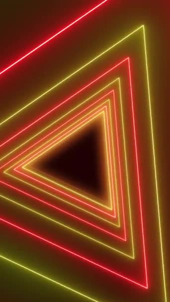 Függőleges Videó Animáció Sok Háromszög Neon Sárga Neon Piros Sötét — Stock videók