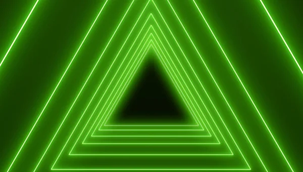 Illustation Many Triangles Neon Green Dark Background Abstract Background — Stock Photo, Image