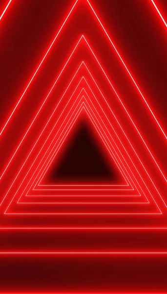 Illustazione Molti Triangoli Rosso Neon Sfondo Scuro Sfondo Astratto — Foto Stock