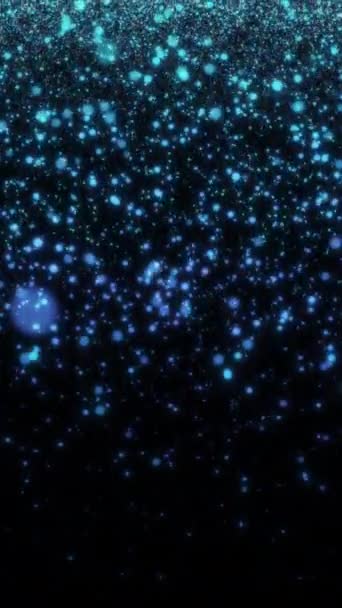 Animation Vidéo Verticale Particules Bleues Mobiles Sur Fond Noir Fond — Video