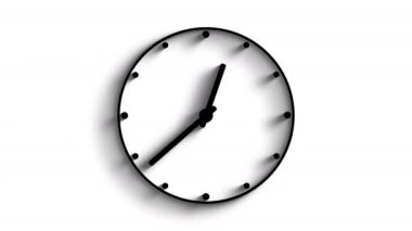 Siyah analog saat simgesinin video animasyonu. Beyaz arka planda 12 saatlik pürüzsüz oklarla hareket eden yumuşak bir gölgeyle. Stopwatch animasyonu.