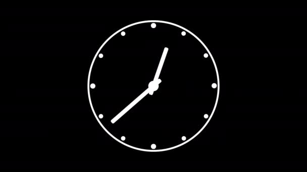Video Animation Black Analog Clock Icon Moving Arrows Seamless Hour — Stock Video