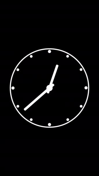 Animation Vidéo Verticale Une Icône Horloge Analogique Noire Avec Des — Video