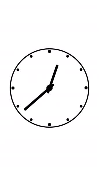 一个黑色模拟时钟图标的垂直视频动画 在白色背景上以无缝的12小时循环移动箭头 停止观看动画 阿尔法通道 — 图库视频影像