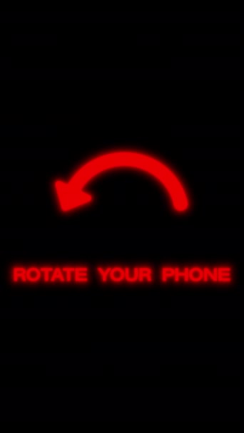 Vertikal Video Animation Med Meddelandet Rotera Telefonen Neon Röd Över — Stockvideo