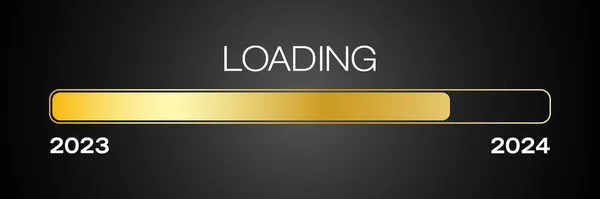 Illustration of a loading bar in gold with the message loading 2024 over dark background - new year concept - represents the new year 2024.