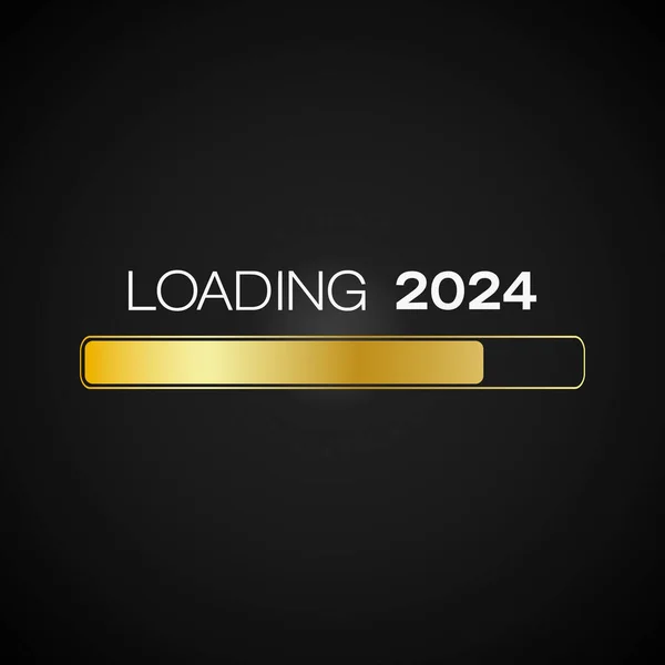 用黑色背景的信息加载2024的黄金加载条的示例 新年概念 表示新的2024年 免版税图库照片