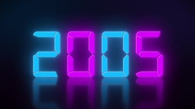 2000 'den 2024' e kadar devam eden mavi ve mor renkli bir LED ekranın yansıtıcı bir zeminde canlandırılması 2024 yılını temsil ediyor - tatil konsepti.