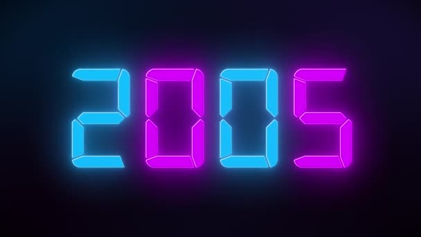 在黑暗背景下连续2000年至2024年的蓝色及洋红色Led显示屏的影像动画 代表新的2024年 假期的概念 — 图库视频影像