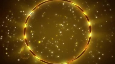 Altın arkaplandaki altın ışık parçacığının video animasyonu ve mesajın altın içinde mutlu noeller - tatil konsepti.