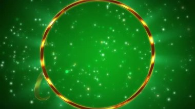 Yeşil zemin üzerinde yeşil ışık parçacığı bokeh video animasyonu ve mesaj altın mutlu noeller - tatil konsepti.