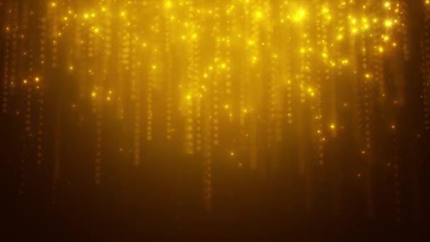 ゴールデン グリッター粒子のビデオアニメーション 汚染されたボケの雨粒子 抽象的な動きの背景 クリスマスと休暇のコンセプト — ストック動画