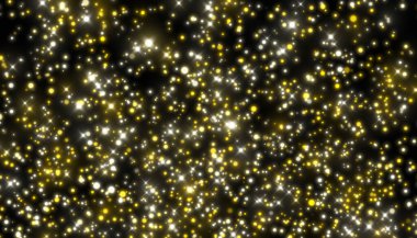 Altın parıltı parçacıklarının tasviri - çözünmüş bokeh ile yağmur parçacıkları. Soyut arkaplan. - Noel ve tatil konsepti.