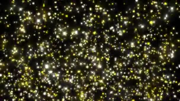 ゴールデン グリッター粒子のビデオアニメーション 汚染されたボケの雨粒子 抽象的な動きの背景 シームレスループ クリスマスと休暇のコンセプト — ストック動画