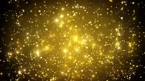 Video Animatie Van Gouden Glitter Deeltjes Deeltjes Regen Met Onscherpe — Stockvideo