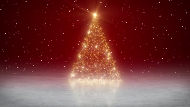 Video Animoitu Kiiltävä Joulukuusi Glitter Vaikutus Punaisella Taustalla Lomakäsite Tiivistelmä — kuvapankkivideo