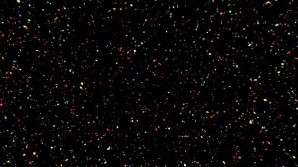Animacja Wideo Spadającego Kolorowego Konfetti Czarnym Tle Przesuwając Abstrakcyjne Tło — Wideo stockowe
