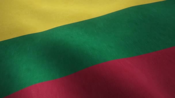 Animacja Wideo Falującej Litewskiej Flagi Narodowej Płynnej Pętli — Wideo stockowe
