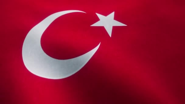 Videoanimering Viftande Turkisk Nationalflagga Sömlös Loop — Stockvideo