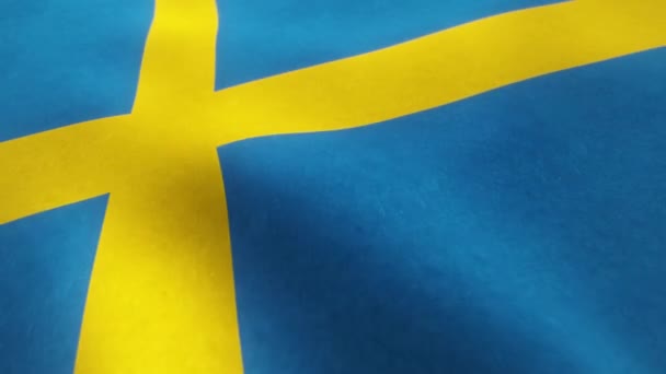 Відео Анімація Махаючого Шведського Національного Прапора Безшовній Петлі — стокове відео