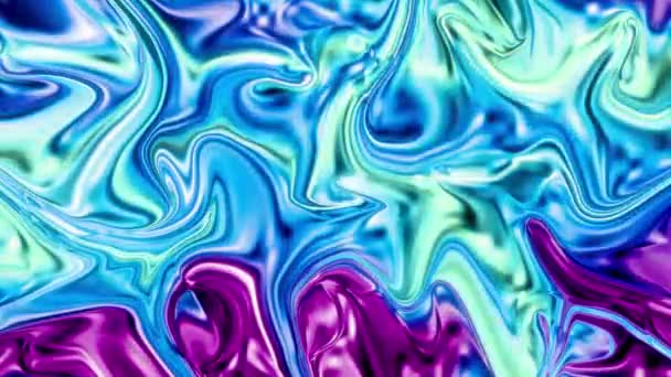 Video Animation Holographic Neon Foil Color Gradient Abstract Liquid Organic — Video Stock