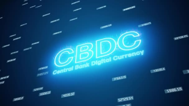 Відео Анімація Ключового Слова Cbdc Центральний Банк Цифрової Валюти Синім — стокове відео