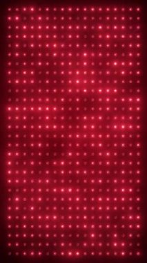 Parlak ampullü soyut kırmızı LED duvarın dikey video animasyonu - soyut arkaplan.