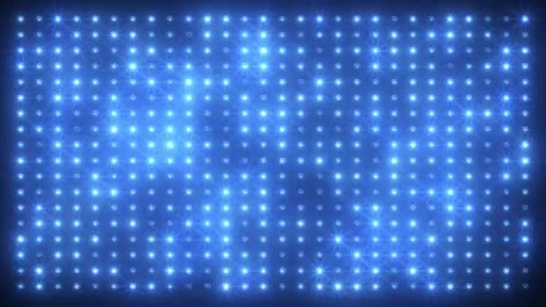 Video Animation Abstrakt Glödande Blå Led Vägg Med Ljusa Glödlampor — Stockvideo