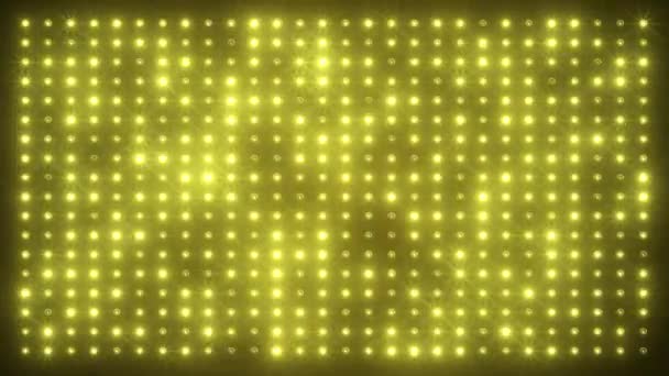Відео Анімація Абстрактного Сяючого Жовтого Помаранчевого Світлодіодної Стіни Яскравими Лампочками — стокове відео