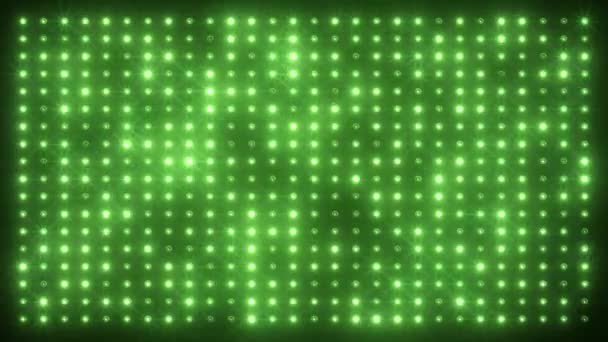 Video Animation Abstrakt Glödande Grön Led Vägg Med Ljusa Glödlampor — Stockvideo