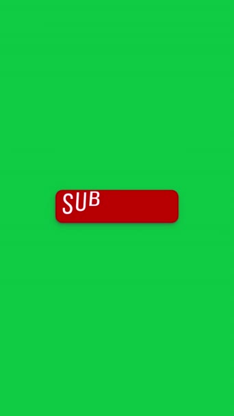 Vertical Video Animation Animated Floating Subscribe Button Bell Button Green — Stock Video