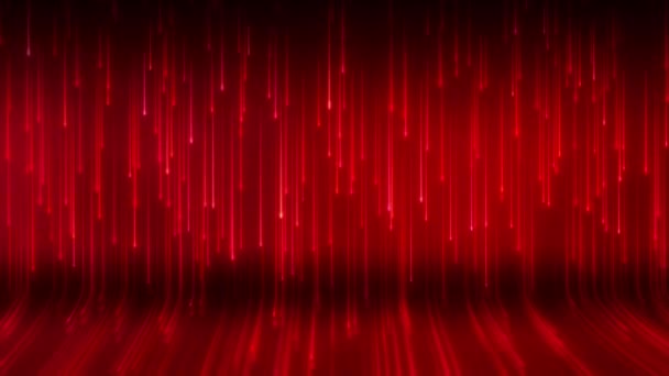 Zemini Yansıtan Kırmızı Renkli Parlayan Neon Çizgilerinin Video Animasyonu Soyut — Stok video