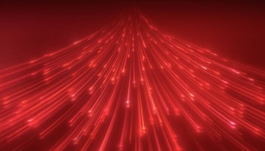 Zemini yansıtan kırmızı renkli parlak neon çizgilerinin çizimi - soyut arkaplan.