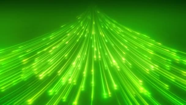 Video Animation Glowing Neon Lines Green Reflecting Floor Abstract Background — Stock videók