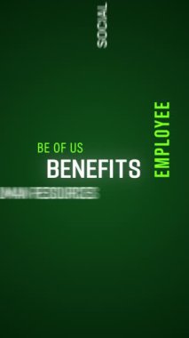 Koyu arkaplan üzerinde beyaz ve yeşil metin bulunan temel sözcüklerin dikey video animasyonu - iş konsepti.