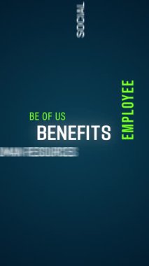 Koyu arkaplan üzerinde beyaz ve yeşil metin bulunan temel sözcüklerin dikey video animasyonu - iş konsepti.