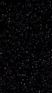 Siyah zemine düşen karın dikey video animasyonu - kusursuz döngü - Noel ve tatil kavramı.