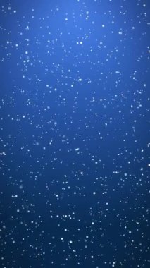 Mavi zemine düşen karın dikey video animasyonu - kusursuz döngü - Noel ve tatil kavramı.