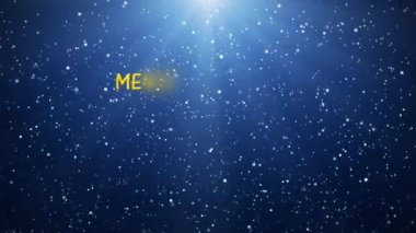 Mutlu Noeller, arka planda maviye düşen kar - Noel ve tatil kavramı - kusursuz döngü - video animasyonu.