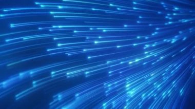 Döşemeyi yansıtan mavi renkte parlayan neon çizgilerin video animasyonu - soyut arkaplan.