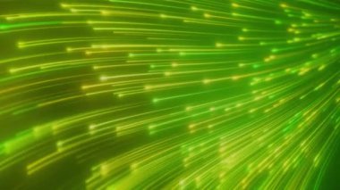 Zemini yansıtan yeşil ve sarı renkli parlayan neon çizgilerin video animasyonu - soyut arkaplan.