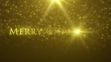 Mutlu Noeller, arka planda sarıya düşen kar - Noel ve tatil kavramı - kusursuz döngü - video animasyonu.