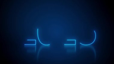 Soyut neon ışıkların video animasyonu 2025 sayılı mavi renkte ve koyu arkaplanda yansıtıcı bir zeminde - yeni yılı temsil ediyor - tatil kavramı.