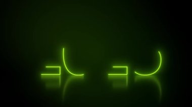 Soyut neon ışıkların 2025 sayısının olduğu video animasyonu, yansıtıcı bir zemindeki koyu yeşil üzerine yeşil arka plan - yeni yılı temsil ediyor - tatil kavramı.