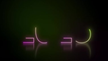 Soyut neon ışıkların, üzerinde yeşil ve morumsu 2025 rakamları bulunan ve yansıtıcı bir zemindeki koyu arkaplan üzerindeki video animasyonu yeni yılı temsil ediyor - tatil kavramı.