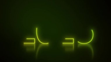 Soyut neon ışıkların, yeşil ve sarı olarak 2025 rakamlarıyla yansıtıcı bir zeminde koyu arkaplan üzerindeki video animasyonu yeni yılı temsil ediyor - tatil kavramı..