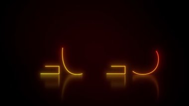 Soyut neon ışıkların kırmızı ve sarı ile 2025 rakamlarının yansıtıcı zemin üzerinde koyu arkaplan üzerindeki video animasyonu - yeni yılı temsil ediyor - tatil kavramı.