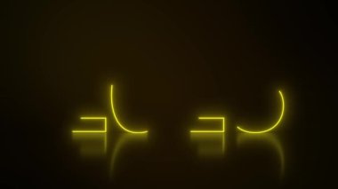 Soyut neon ışıkların 2025 sayılı video animasyonu, yansıtıcı bir zemindeki koyu sarı üzerinde sarı arka plan ile yeni yılı temsil ediyor - tatil kavramı..